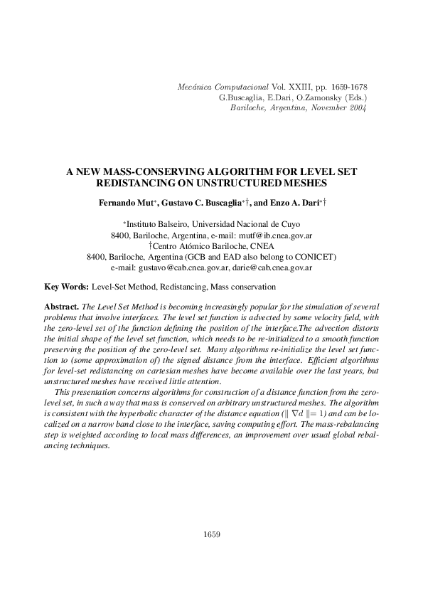 (PDF) New MassConserving Algorithm for Level Set Redistancing on