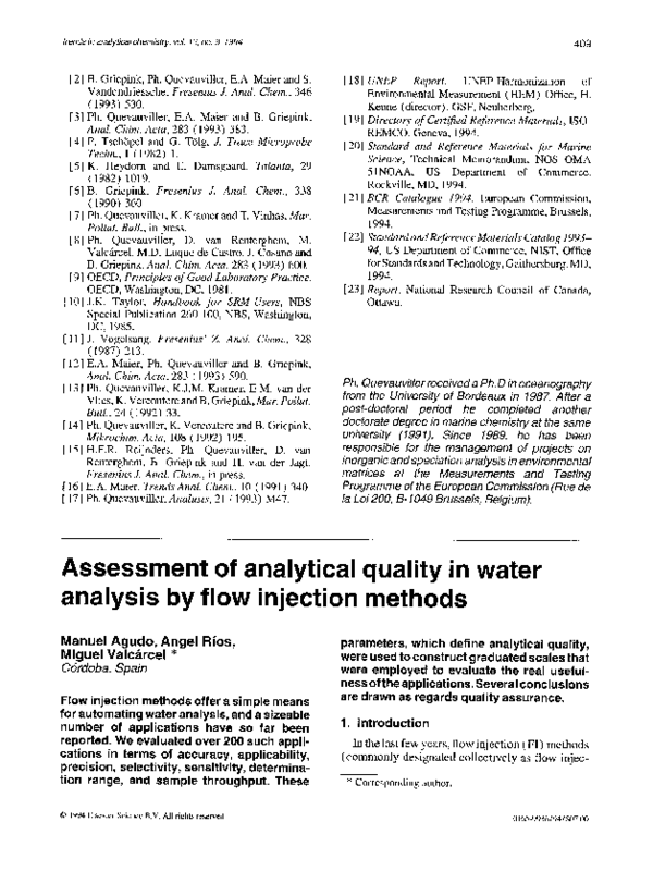 (PDF) Assessment of analytical quality in water analysis by flow ...