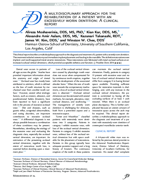 (PDF) A multidisciplinary approach for the rehabilitation of a patient ...