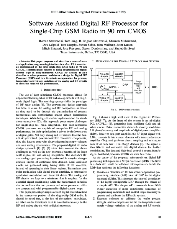 (PDF) Software Assisted Digital RF Processor for Single-Chip GSM Radio ...