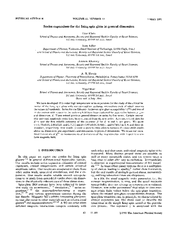 (PDF) Series expansions for the Ising spin glass in general dimension