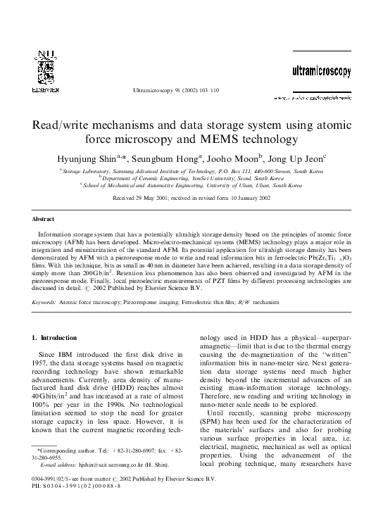 (PDF) Read/write mechanisms and data storage system using atomic force ...