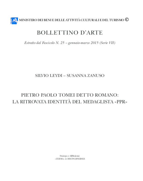 Pietro Paolo Tomei detto Romano: la ritrovata identità del medaglista "PPR".pdf