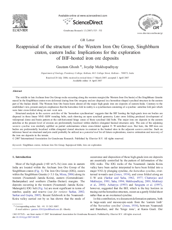 (PDF) Reappraisal of the structure of the Western Iron Ore Group