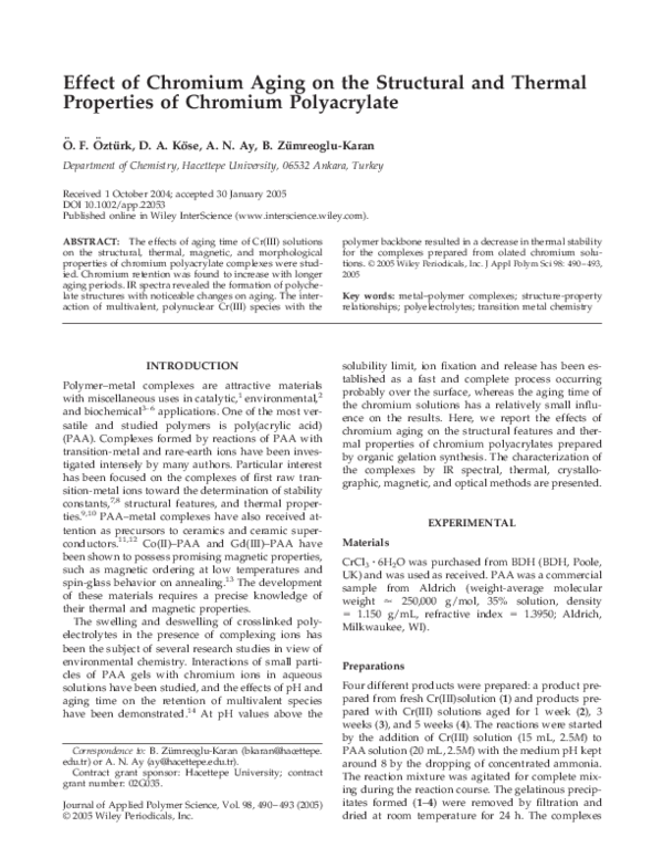 (PDF) Effect of chromium aging on the structural and thermal properties ...