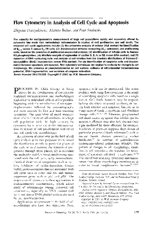 (PDF) Flow cytometry in analysis of cell cycle and apoptosis