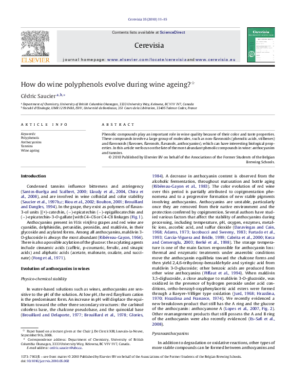 (PDF) How do wine polyphenols evolve during wine ageing Cedric
