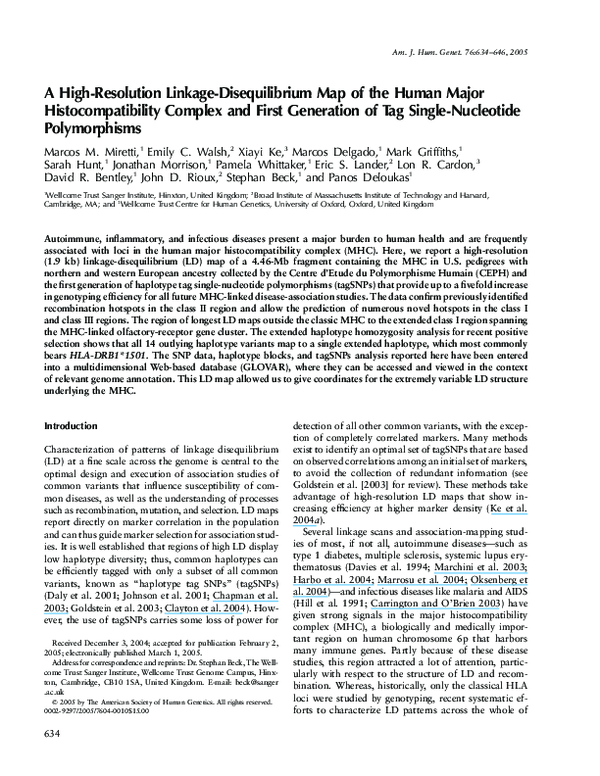 (PDF) A High-Resolution Linkage-Disequilibrium Map of the Human Major ...