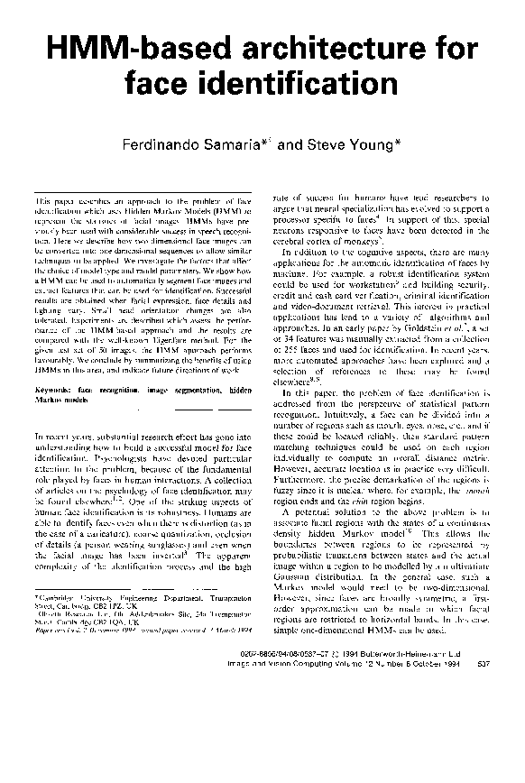 (PDF) HMM-based architecture for face identification