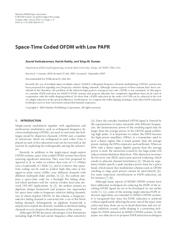 (PDF) Space-time coded OFDM with low PAPR
