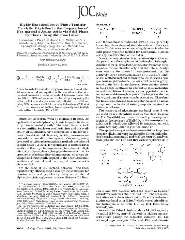 (PDF) Highly Enantioselective Phase-Transfer Catalytic Alkylation in ...