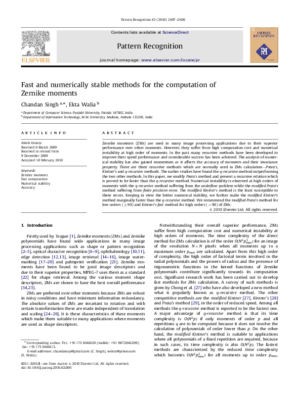 (PDF) Fast and numerically stable methods for the computation of ...