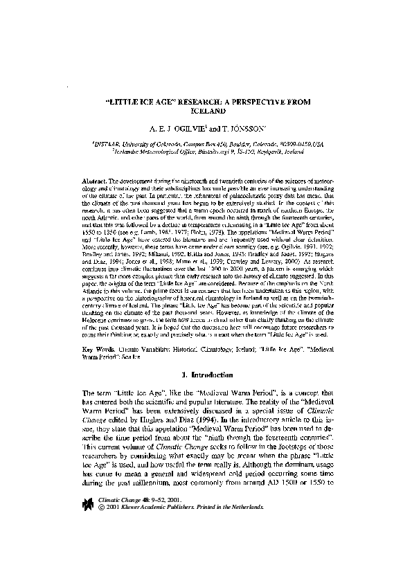 (PDF) Little Ice Age" Research A Perspective from Iceland Astrid