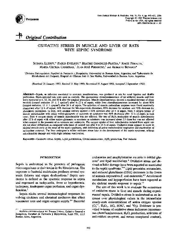 (PDF) Oxidative stress in muscle and liver of rats with septic syndrome