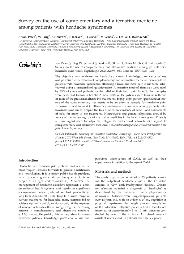 (PDF) Survey on the Use of Complementary and Alternative Medicine Among ...