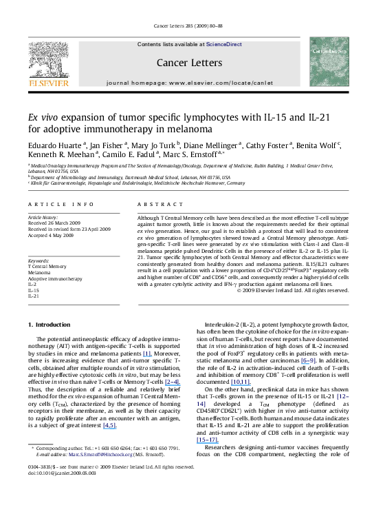 (PDF) Ex vivo expansion of tumor specific lymphocytes with IL15 and ...