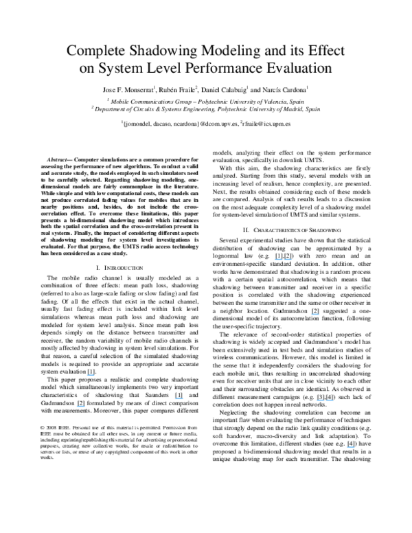(PDF) Complete Shadowing Modeling and its Effect on System Level ...