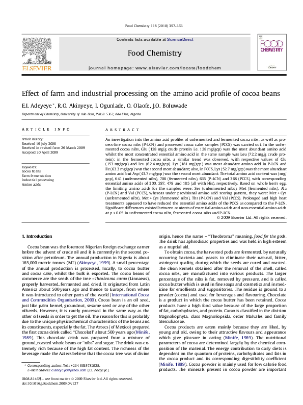 (PDF) Effect of farm and industrial processing on the amino acid ...