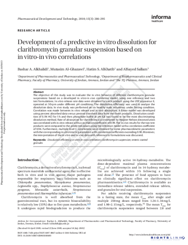 (PDF) Development of a predictive in vitro dissolution for ...