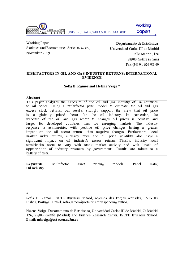 (PDF) Risk factors in oil and gas industry returns: international evidence