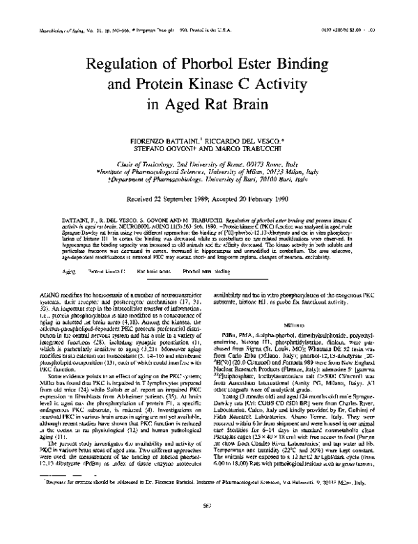 (PDF) Regulation of phorbol ester binding and protein kinase C activity ...