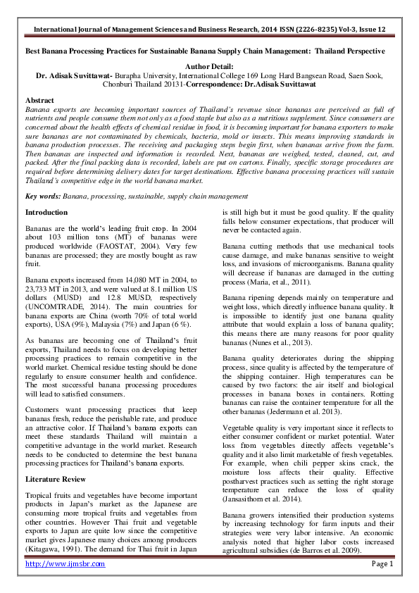 (PDF) Best Banana Processing Practices for Sustainable Banana Supply