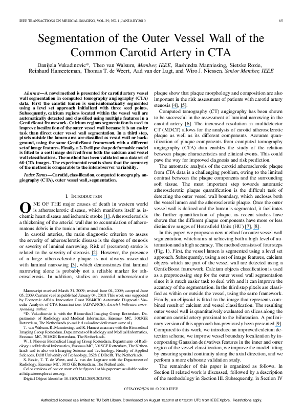 (PDF) Segmentation of the Outer Vessel Wall of the Common Carotid ...