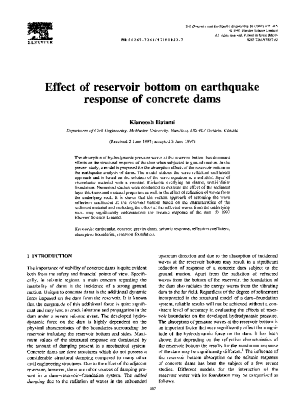(PDF) Effect of reservoir bottom on earthquake response of concrete dams