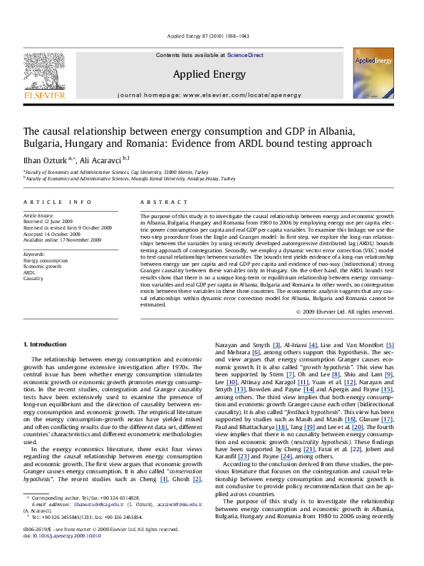 (PDF) The causal relationship between energy consumption and GDP in ...