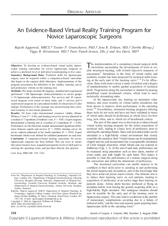 (PDF) An Evidence-Based Virtual Reality Training Program for Novice ...