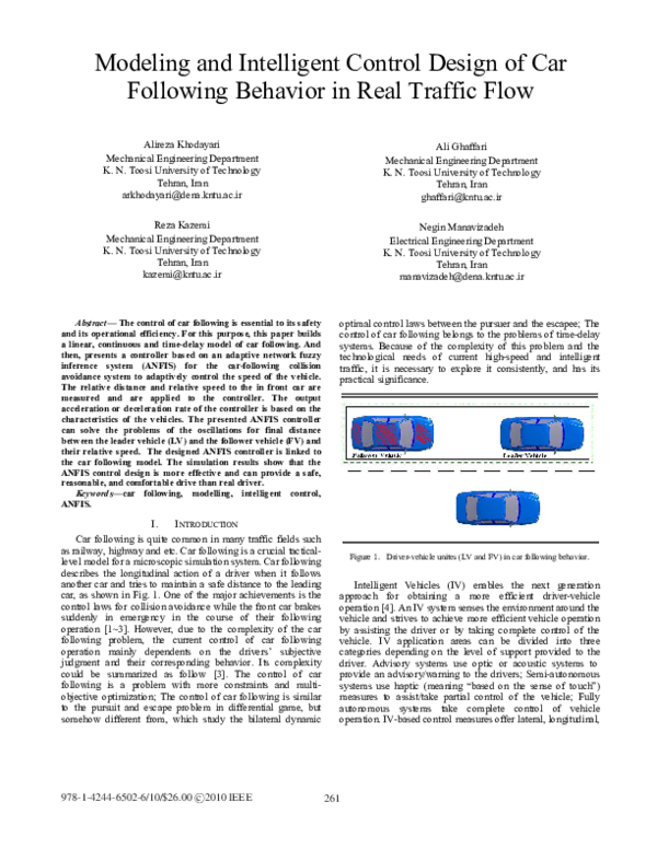 (PDF) Modeling and intelligent control design of car following behavior ...