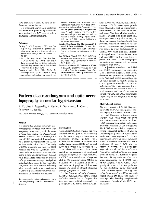 (PDF) Pattern electroretinogram and optic nerve topography in ocular ...