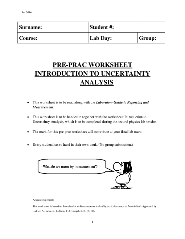 Pdf Intro To Uncertainty Analysis Pre Prac Worksheet Jan 2016 Pdf Intro To Uncertainty Analysis Pre Prac Worksheet Jan 2016