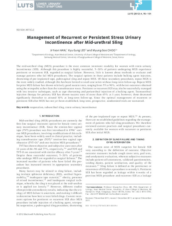 (PDF) Management of Recurrent or Persistent Stress Urinary Incontinence ...