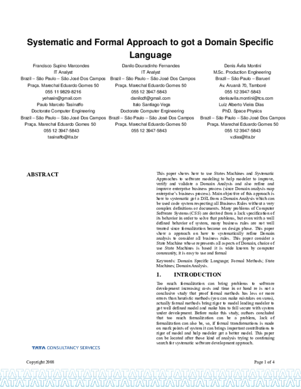 (DOC) Systematic and Formal Approach to get a Domain Specific Language