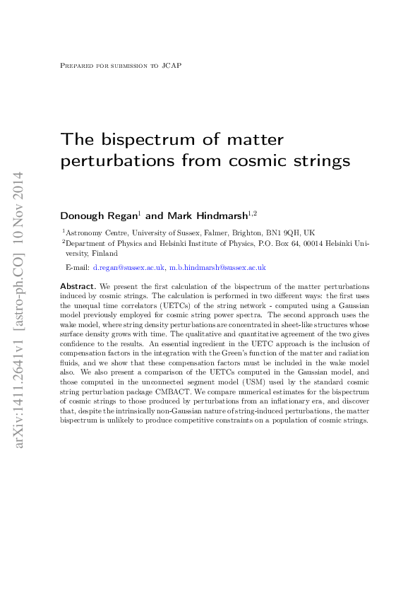 (PDF) The bispectrum of matter perturbations from cosmic strings