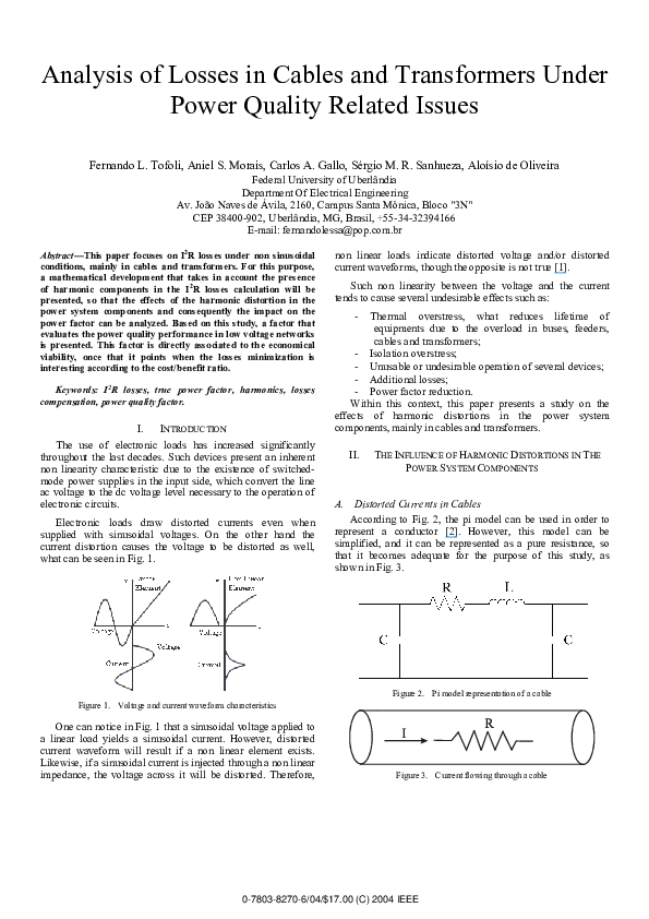 (PDF) Analysis of losses in cables and transformers under power quality ...