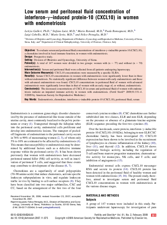 (PDF) Low serum and peritoneal fluid concentration of interferon-γ ...