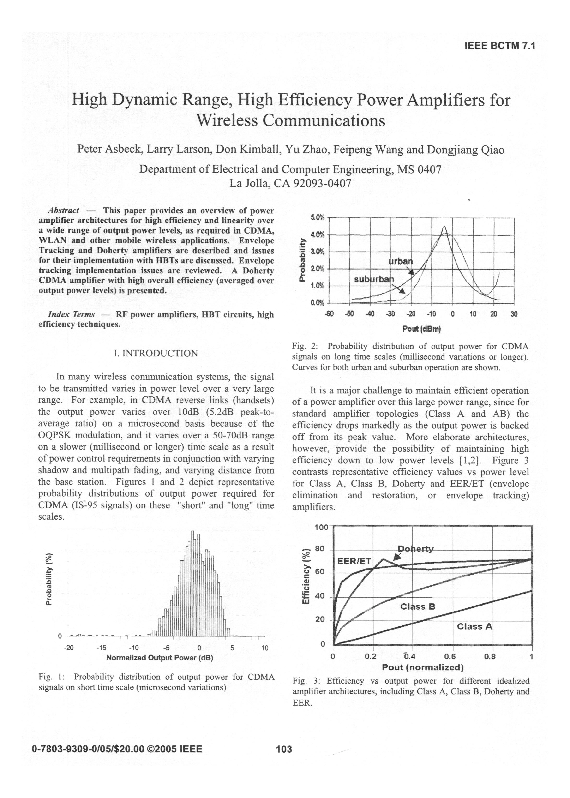 Pdf High Dynamic Range High Efficiency Power Amplifiers For Wireless