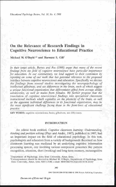(PDF) On the relevance of research findings in cognitive neuroscience ...