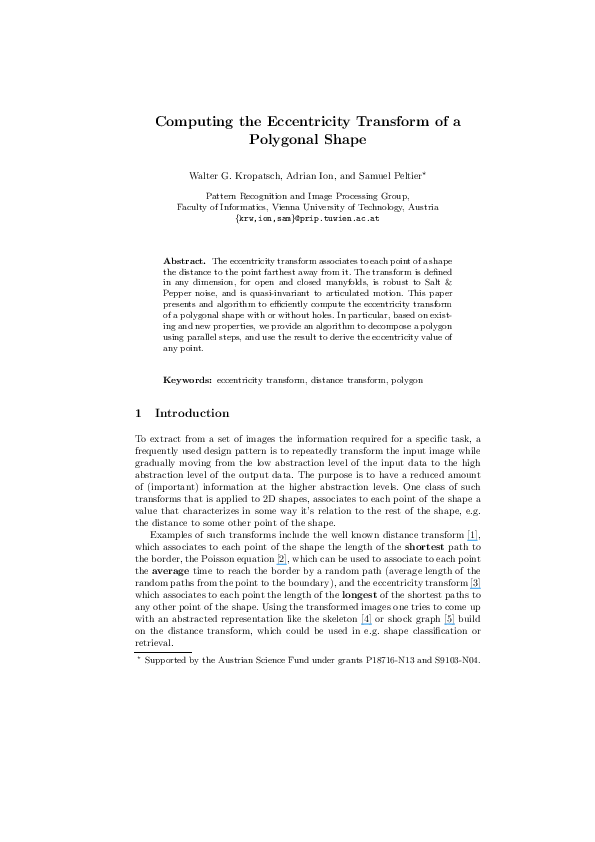 (PDF) Computing the Eccentricity Transform of a Polygonal Shape