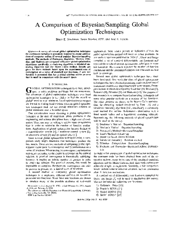 (PDF) A comparison of Bayesian/sampling global optimization techniques