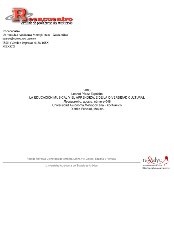 (PDF) La educación musical y el aprendizaje de la diversidad cultural