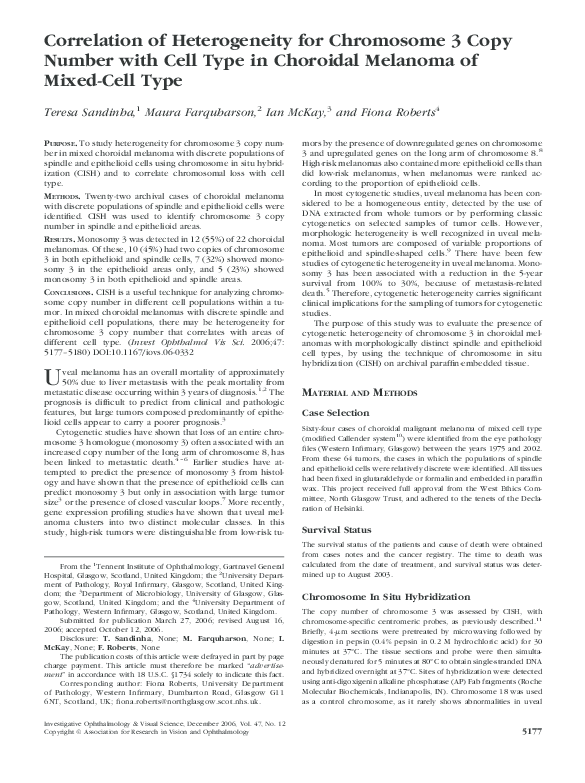 (PDF) Correlation of Heterogeneity for Chromosome 3 Copy Number with ...