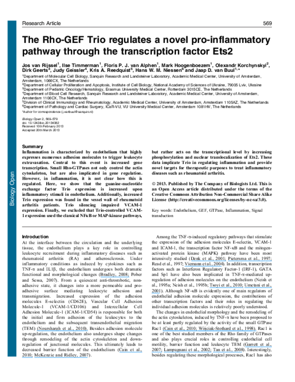 (PDF) The Rho-GEF Trio regulates a novel pro-inflammatory pathway ...