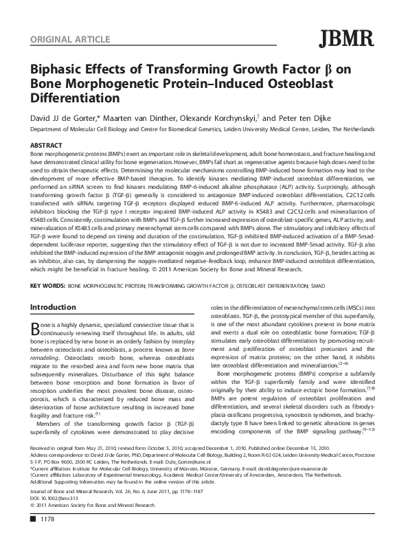 (PDF) Biphasic effects of transforming growth factor β on bone ...