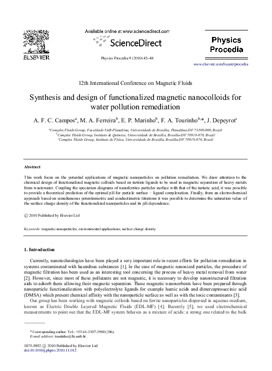 (PDF) Synthesis and design of functionalized magnetic nanocolloids for ...