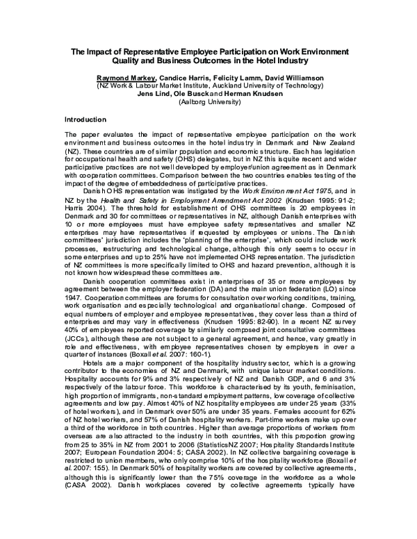 (PDF) The Impact of Representative Employee Participation on Work ...