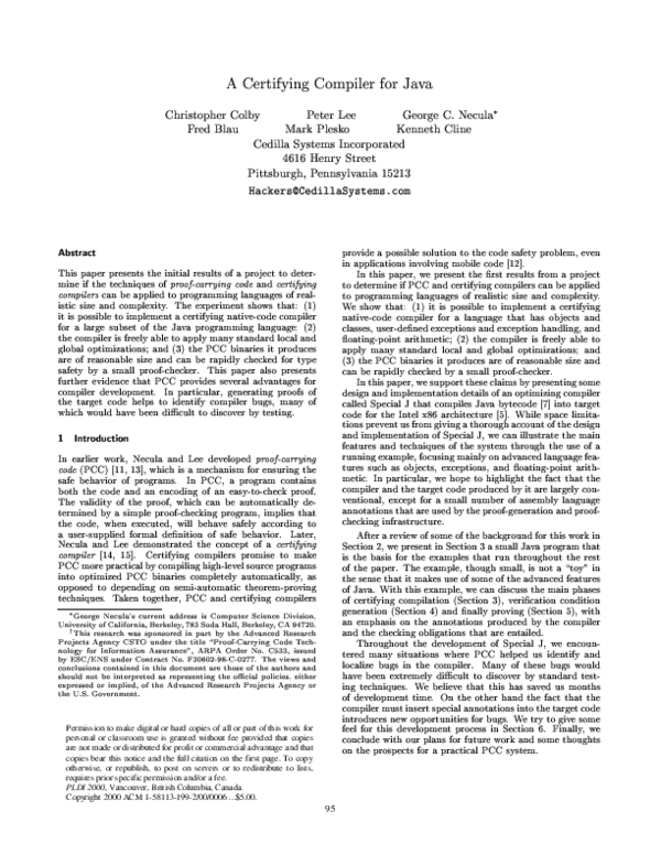 (PDF) A certifying compiler for Java
