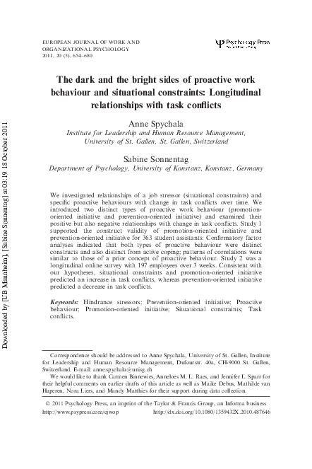 (PDF) The dark and the bright sides of proactive work behaviour and ...